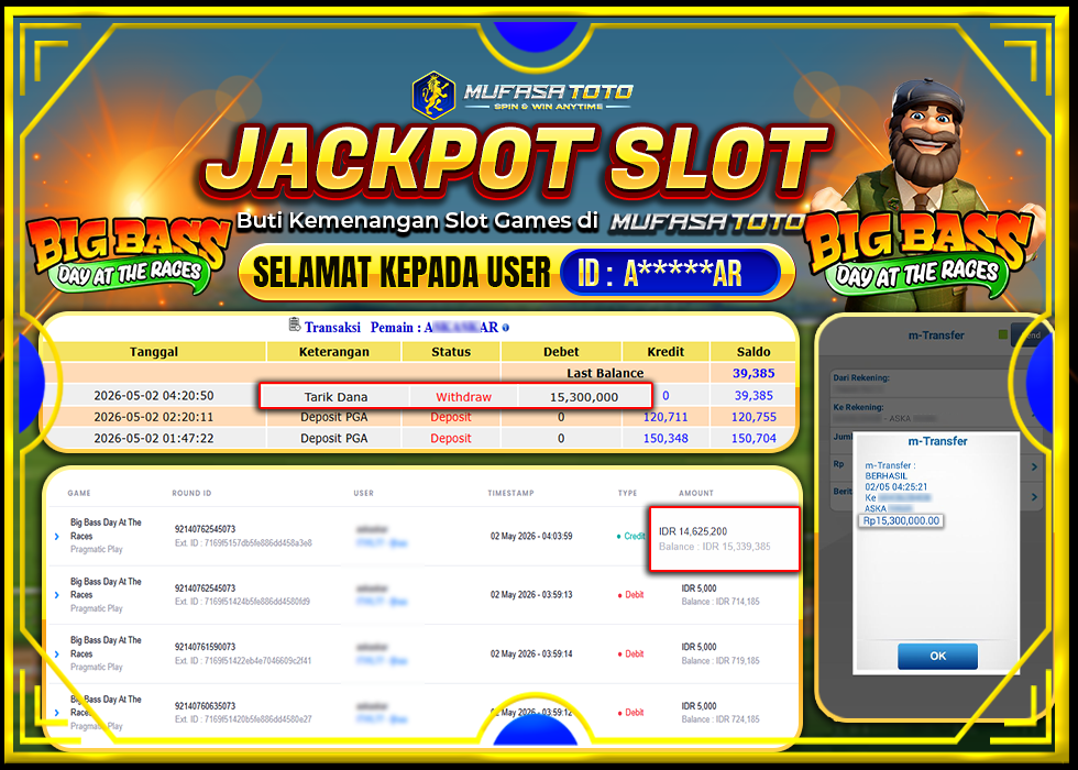 MUFASATOTO JACKPOT PRAGMATIC PLAY Rp. 15.300.000|LUNAS
